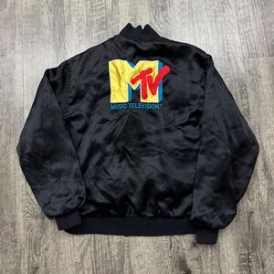 Vintage 80s MTV Music Television Satin Bomber Jacket